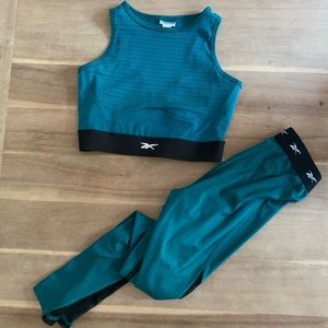 Reebok teal green cropped top and leggings